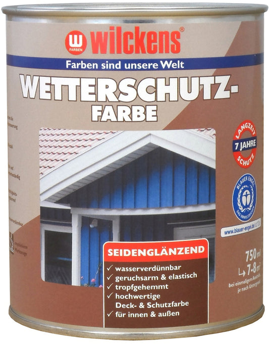 Wilckens 0,75l Wetterschutzfarbe Taubenblau Holzdeckfarbe Holzfarbe Anstrich