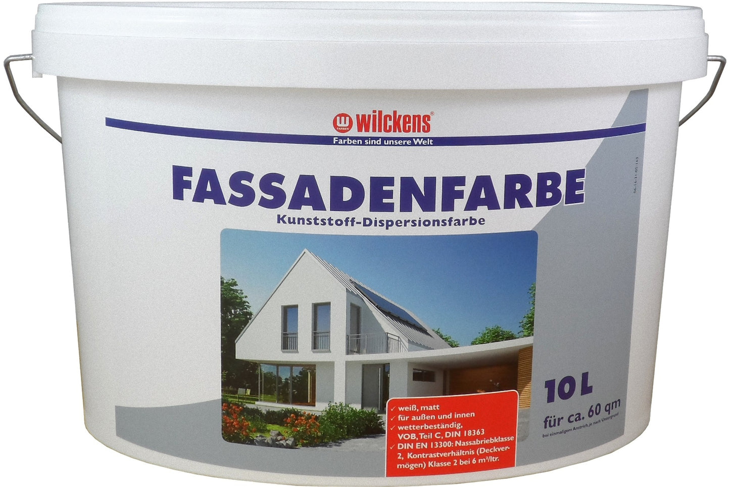 Wilckens Fassadenfarbe 10L Weiß Außen Wandfarbe Dispersionsfarbe hochdeckend