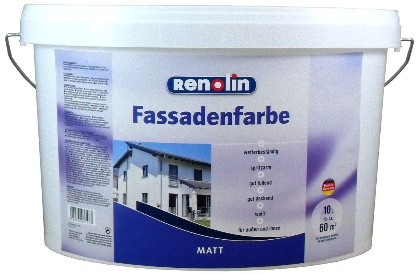 Renolin Fassadenfarbe Weiß Wandfarbe Außenfarbe Fassade Farbe