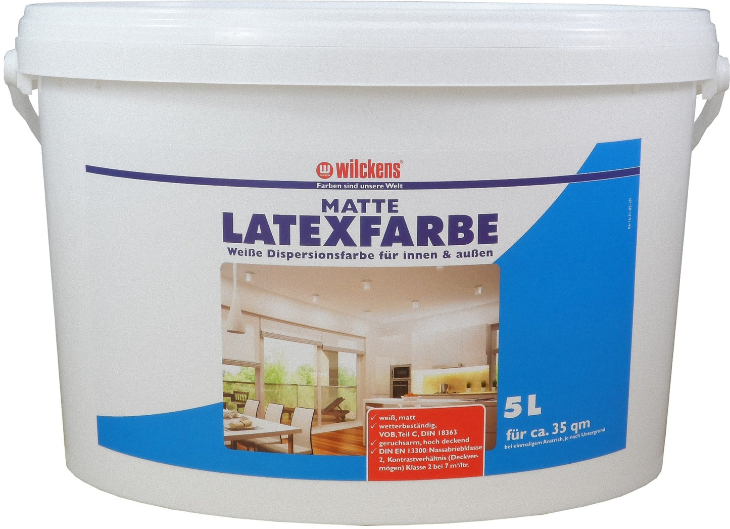 Wilckens 5l Latexfarbe matt Weiß Wandfarbe Innen Außen Farbe Dispersionsfarbe