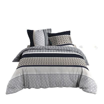 3tlg. Bettwäsche 240x220 Wendebettwäsche Bettdecke Set Kissen Übergröße grau