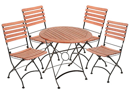 5tlg. Garden Pleasure Garten Sitzgruppe Tisch + Klappstuhl Esstisch Stuhl Stühle Biergarten