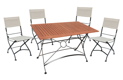 5tlg. Holz Tischgruppe Gartenmöbel Gartentisch Stuhl Garten Klappstuhl Tisch
