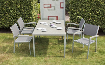 5tlg Garden Pleasure Sitzgruppe Glas Tisch Esstisch Stuhl Stühle Sessel Terrasse