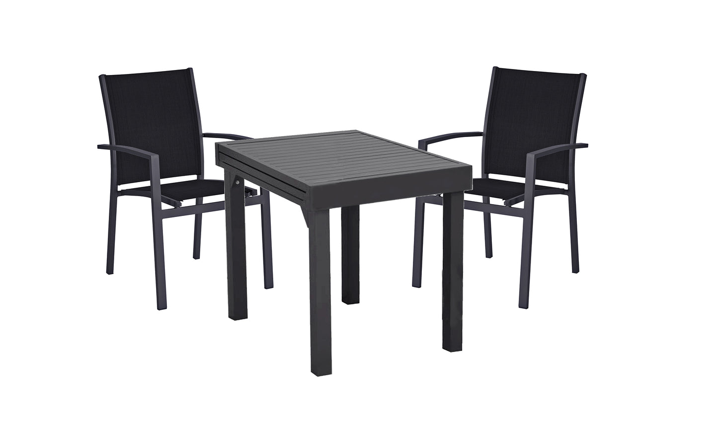 3tlg. Alu Tischgruppe Garten Sitzgruppe Lounge Set Gartenmöbel Sitzgarnitur