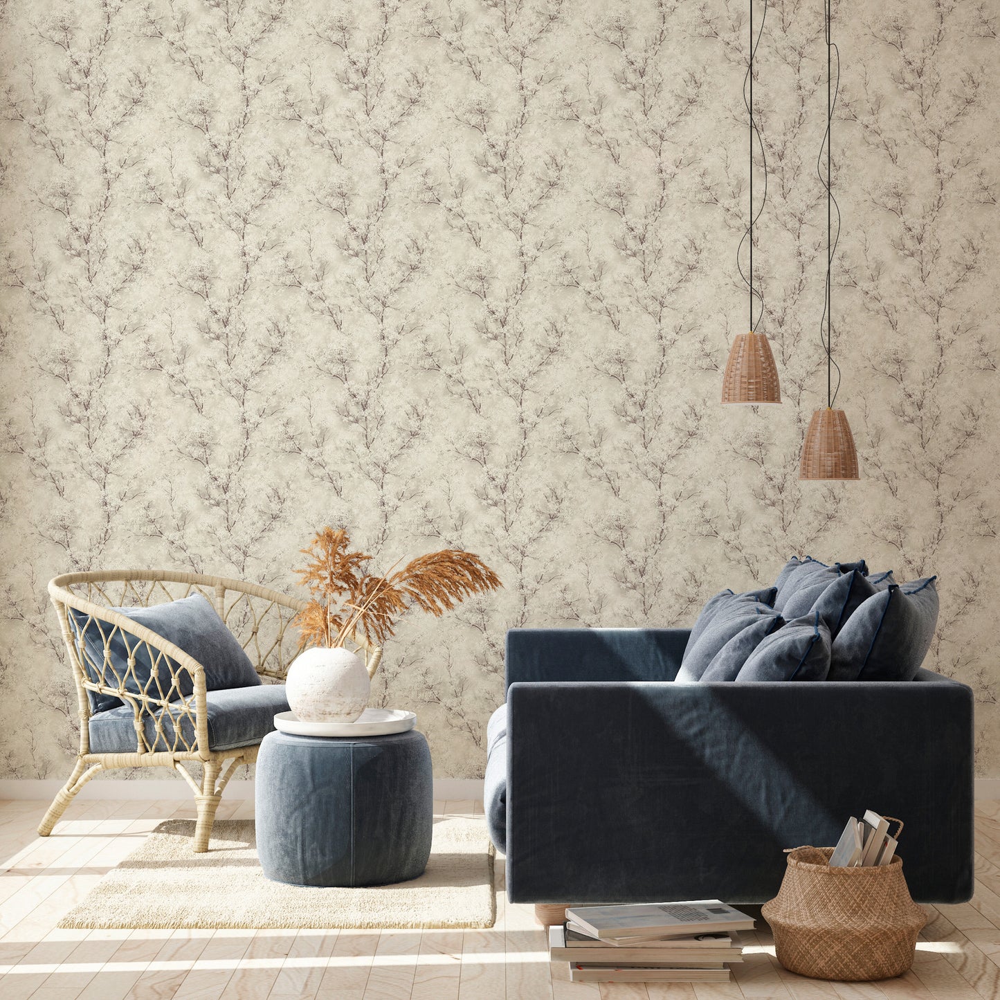 Livingwalls Wald Vinyl Tapete New Walls,Cosy & Rela Creme Wandtapete Waldtapete