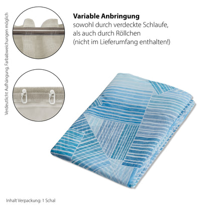 Schlaufenvorhang Vitas blau 140x245 Vorhang Wohnzimmer Schlafzimmer Kinderzimmer