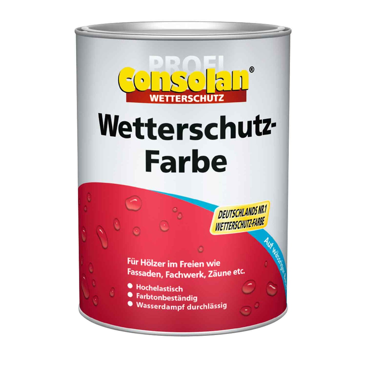 Consolan Profi Wetterschutzfarbe Farbe 2,5L Weiß Holzfarbe Holz Anstrich weiss