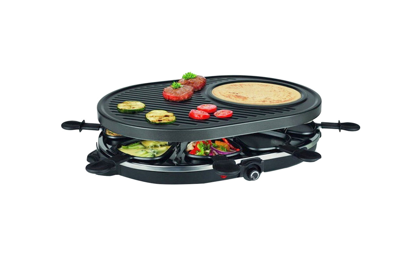 Raclette 8 Pers. Crepemaker Tischgrill Elektrogrill Crepe Grill Partygrill 1200W