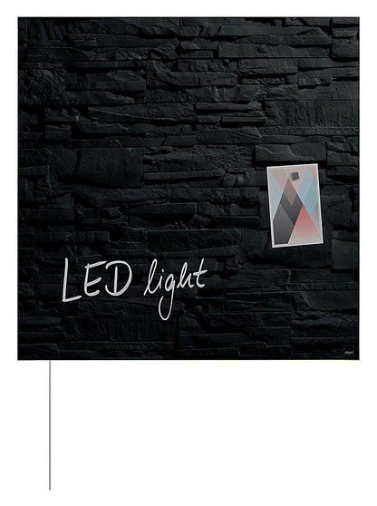 Sigel GL404 Glas Magnetboard LED Beleuchtung 48x48 Schiefer Stone Magnet Tafel