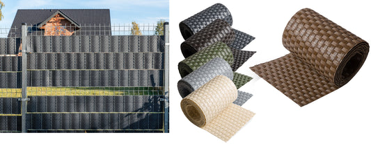 Polyrattan Sichtschutz Streifen Doppelstabmatten Zaun Rolle Blende Windschutz